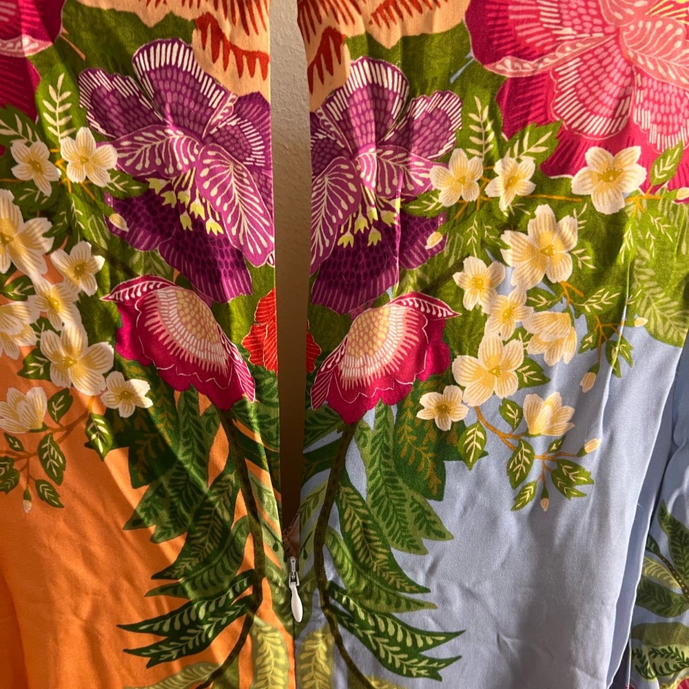 NWT FARM Rio x Anthropology Long Sleeve V-Neck Blue Maxi Floral Dress Size XS - Picture 12 of 13